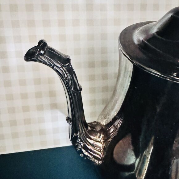 Vintage 3pc Wm Rogers Silverplate Coffee Tea Pot Set Baroque Mid-century Footed - Picture 4 of 16